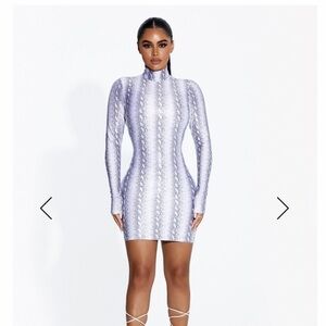 Naked Wardrobe Snake print long sleeve mini dress